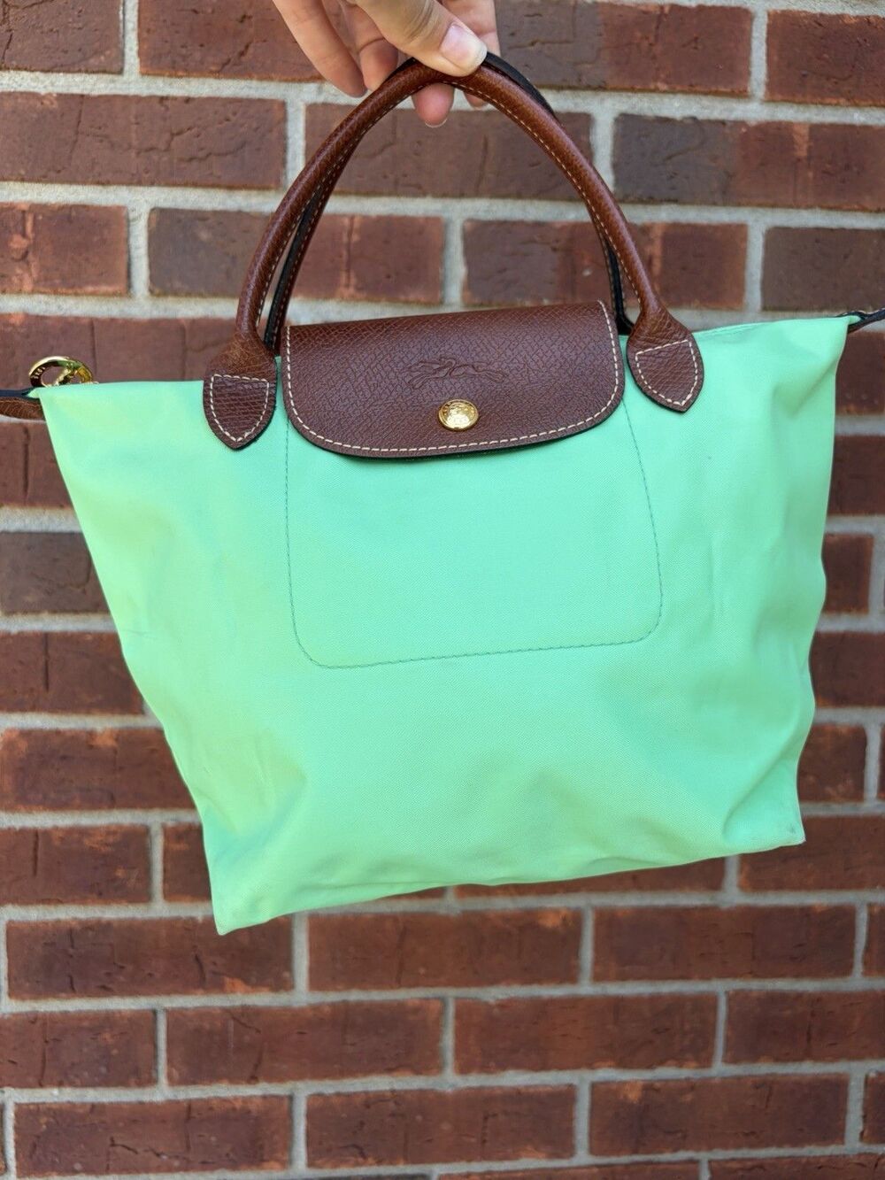 Longchamp Le Pliage Nylon Mini Tote Bag Mint Green Foldable Handbag
